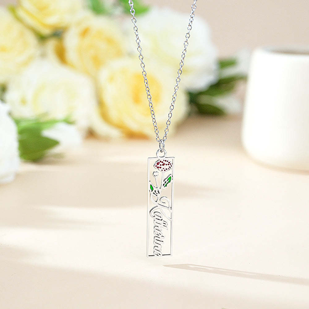 Personalized Birth Flower Name Necklace Bride Bridesmaid Gift for Women - soufeelus