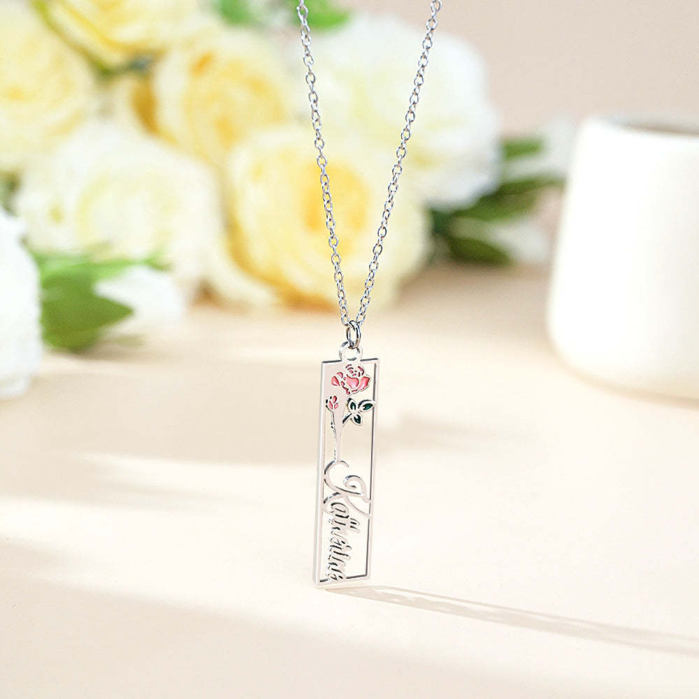 Personalized Birth Flower Name Necklace Bride Bridesmaid Gift for Women - soufeelus