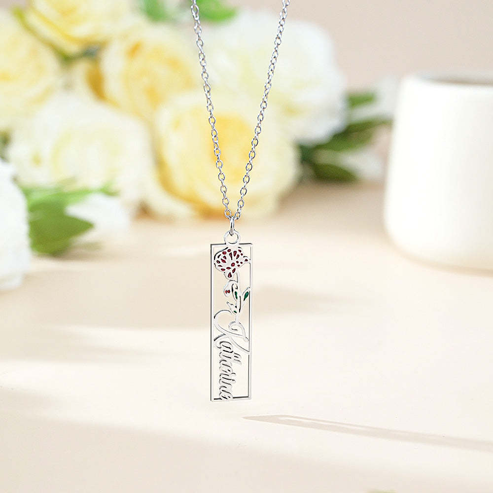 Personalized Birth Flower Name Necklace Bride Bridesmaid Gift for Women - soufeelus