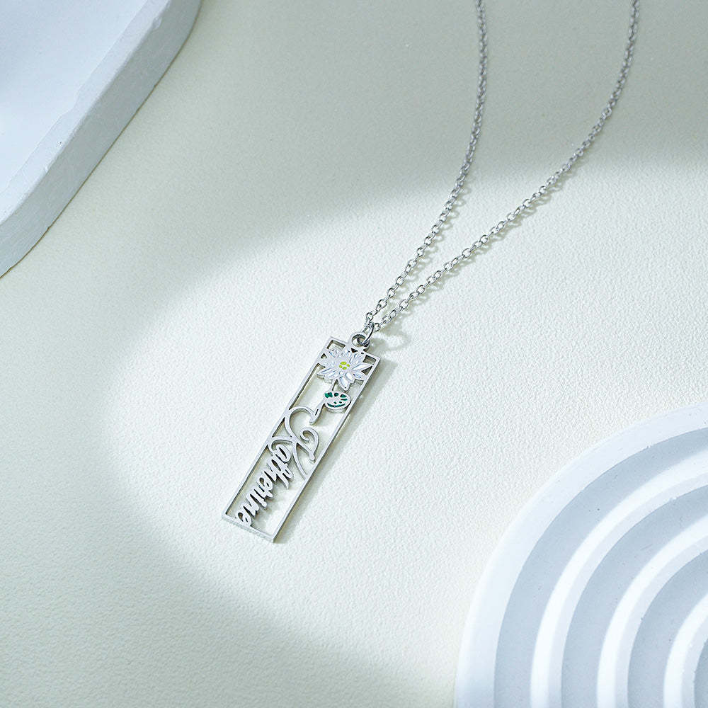 Personalized Birth Flower Name Necklace Bride Bridesmaid Gift for Women - soufeelus