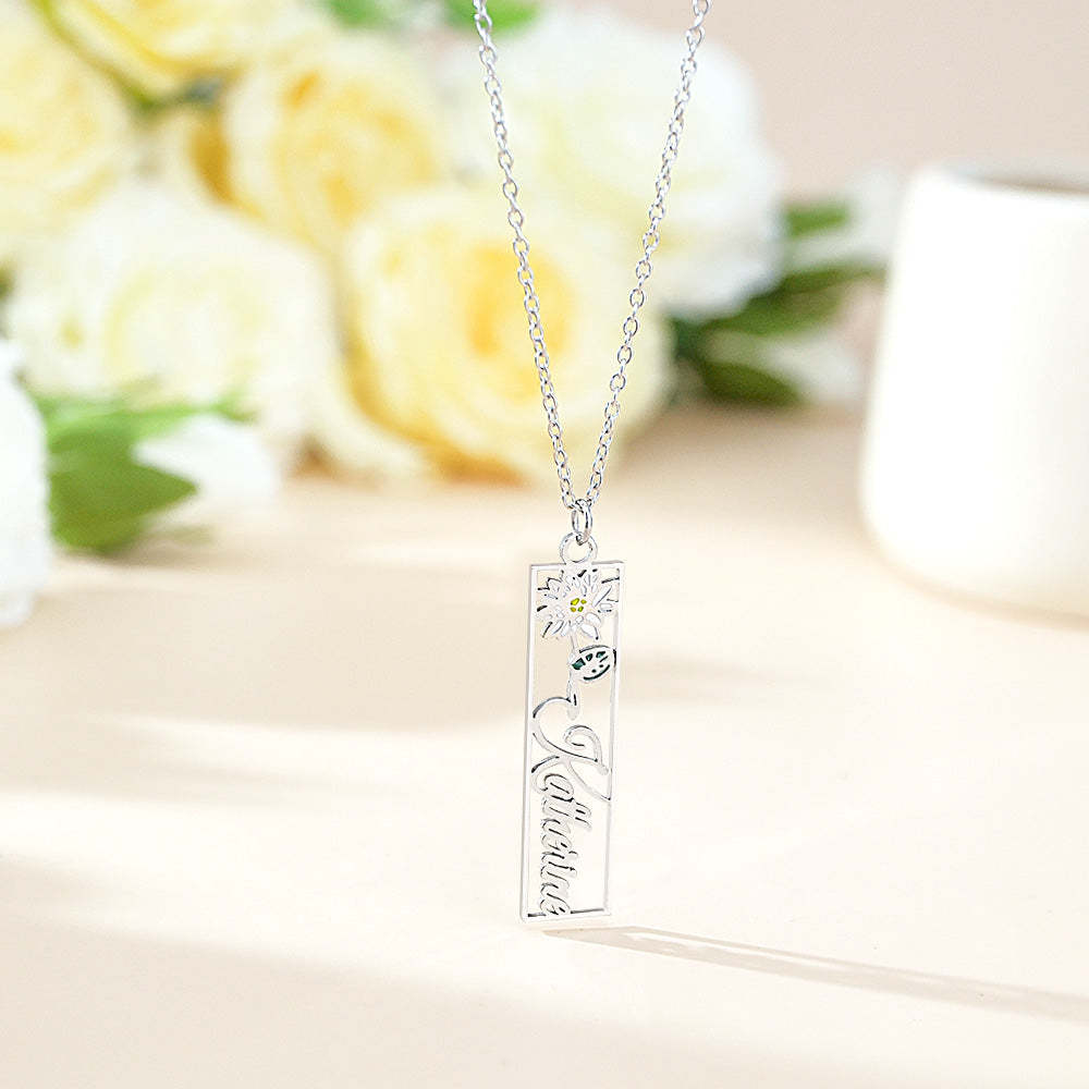 Personalized Birth Flower Name Necklace Bride Bridesmaid Gift for Women - soufeelus