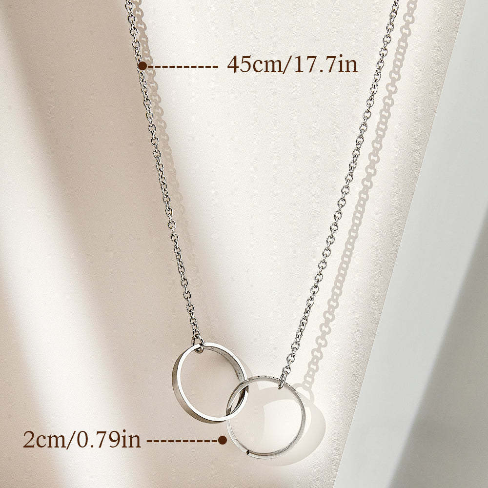 Personalized Double Ring Necklace with Engraved Name Wedding Gift for Bride - soufeelus