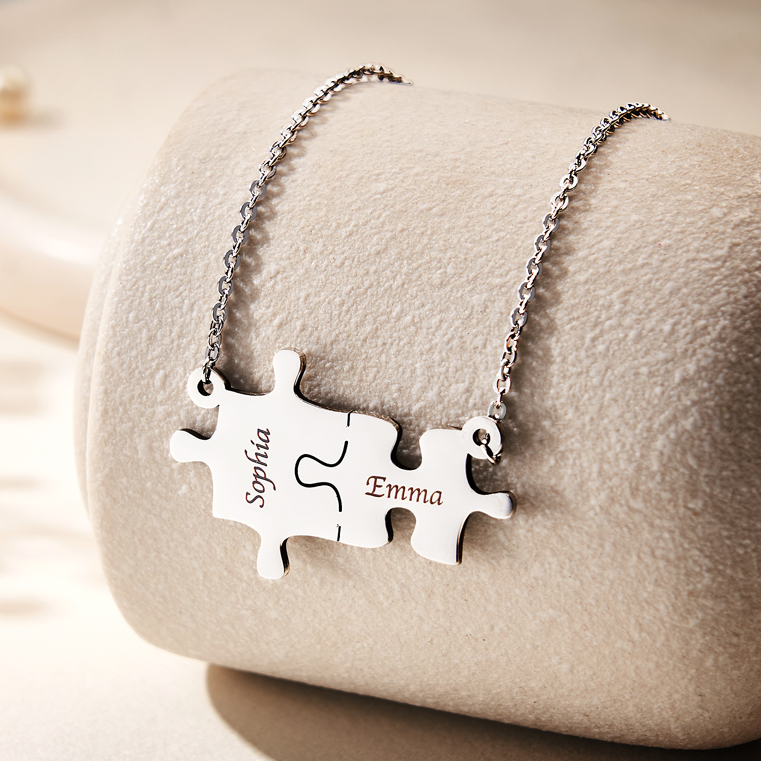 Custom Puzzles Necklace Engraved Name Necklace Kid Mom Matching Necklace Gift for Women Mother's Day Gift