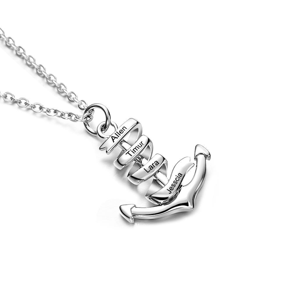 Personalized Custom Engraved Name Necklaces for Women Fashion Anchor Heart Bar Necklace Pendant Memorial Jewelry - soufeelus