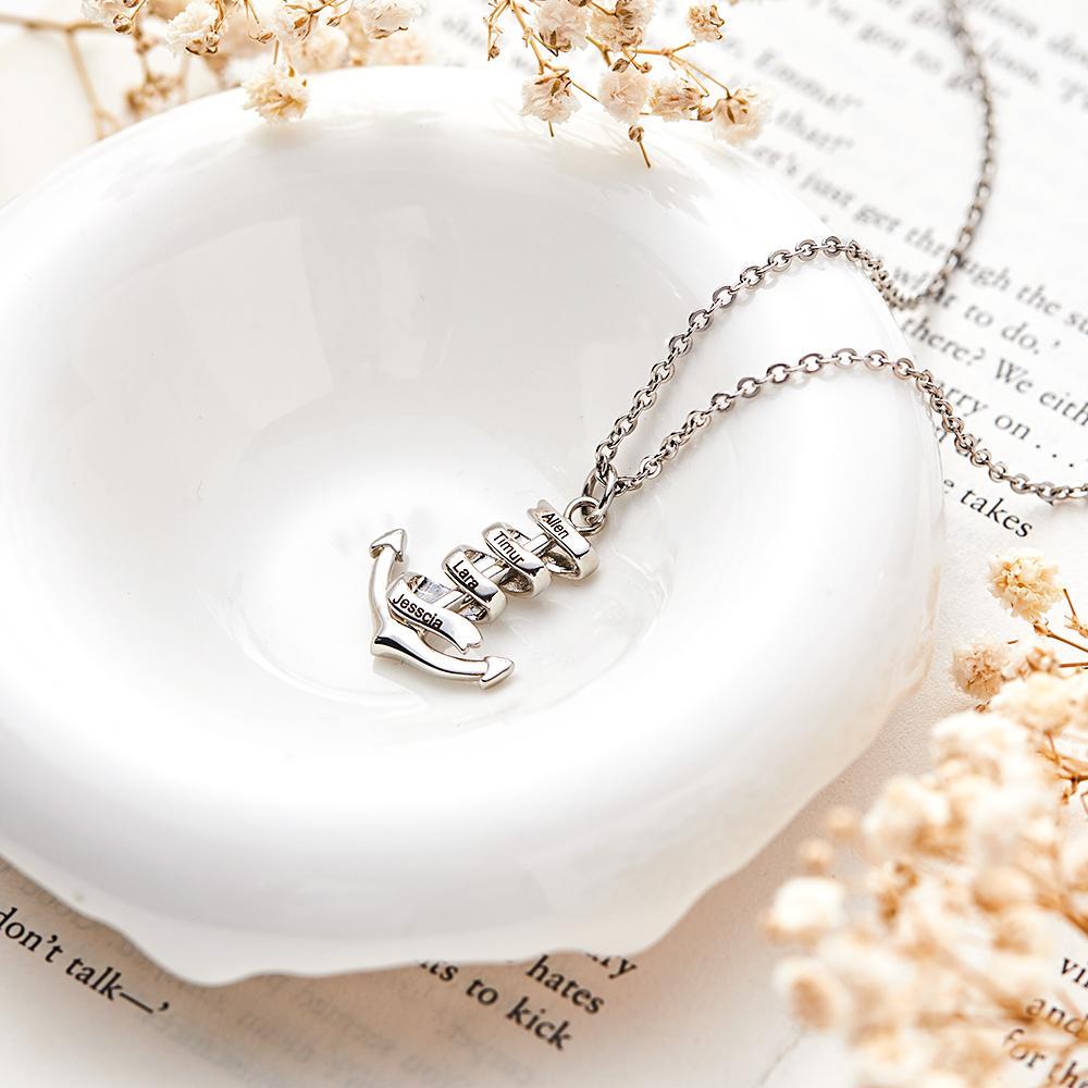Personalized Custom Engraved Name Necklaces for Women Fashion Anchor Heart Bar Necklace Pendant Memorial Jewelry - soufeelus
