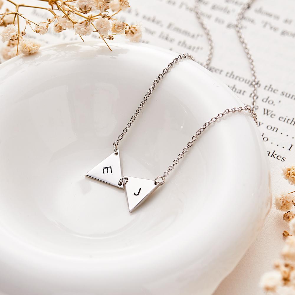 Custom Initial Triangle Necklace Triangle Tags Bridesmaid Gift Wedding Gift Best Friends Birthday Gifts for Her - soufeelus