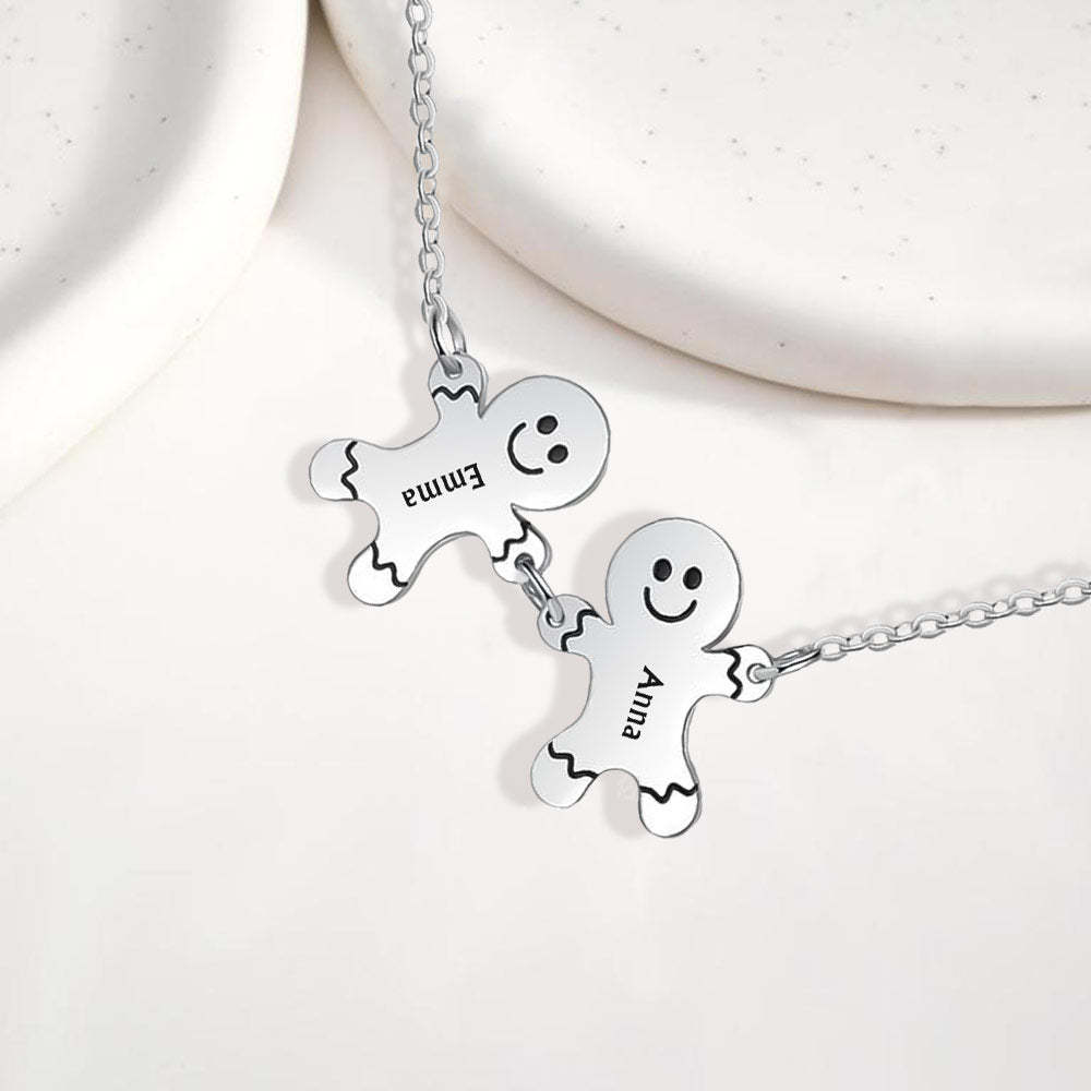 Personalized Name Gingerbread Men Necklace Christmas Gift