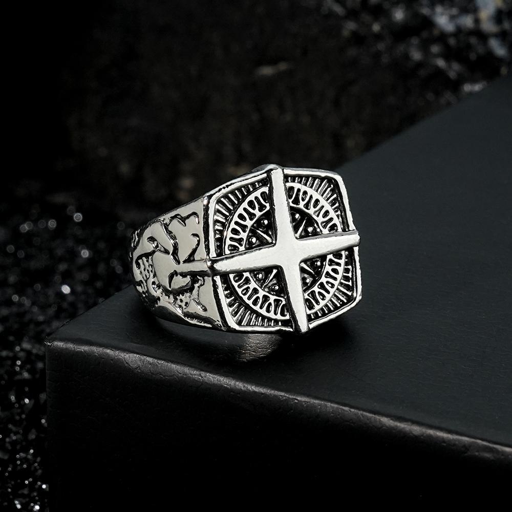 Custom Engraved Rings Men's Punk Rings North Star Rings Gift For Him - soufeelus