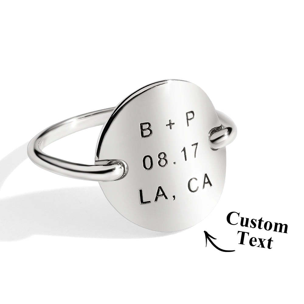 Custom Engraved Oval Ring Personalized Text Ring Gift for Her - soufeelus