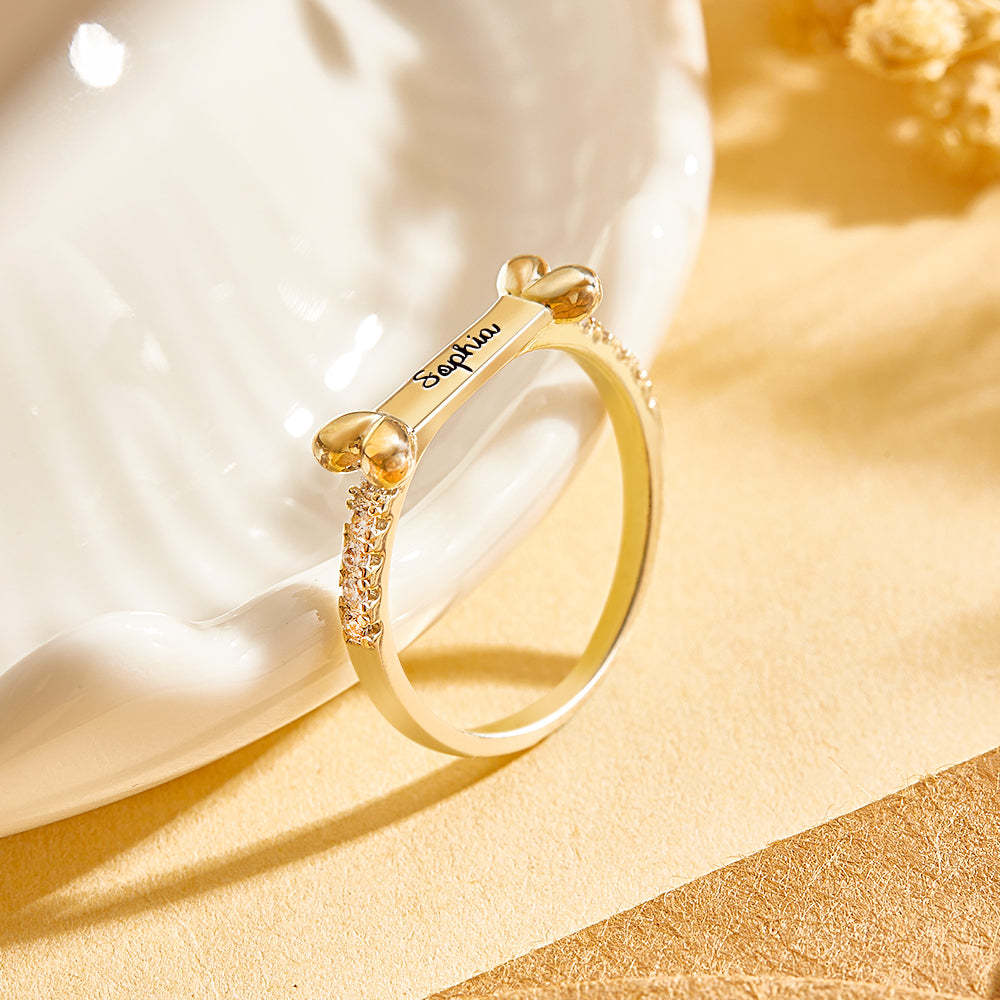 Personalized Cute Pet Ring with Engraved Name Birthday Gift for Cat Dog Pet Lover - soufeelus
