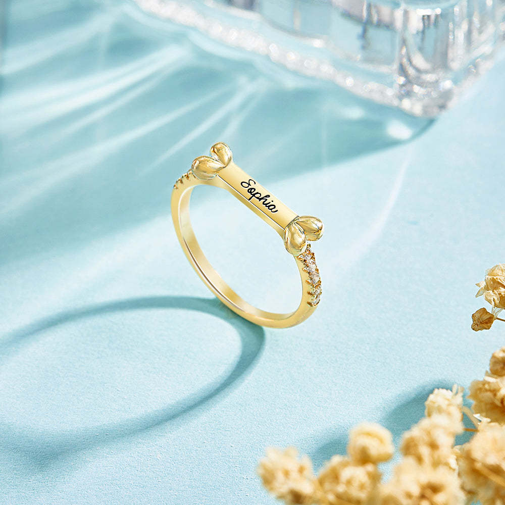 Personalized Cute Pet Ring with Engraved Name Birthday Gift for Cat Dog Pet Lover - soufeelus