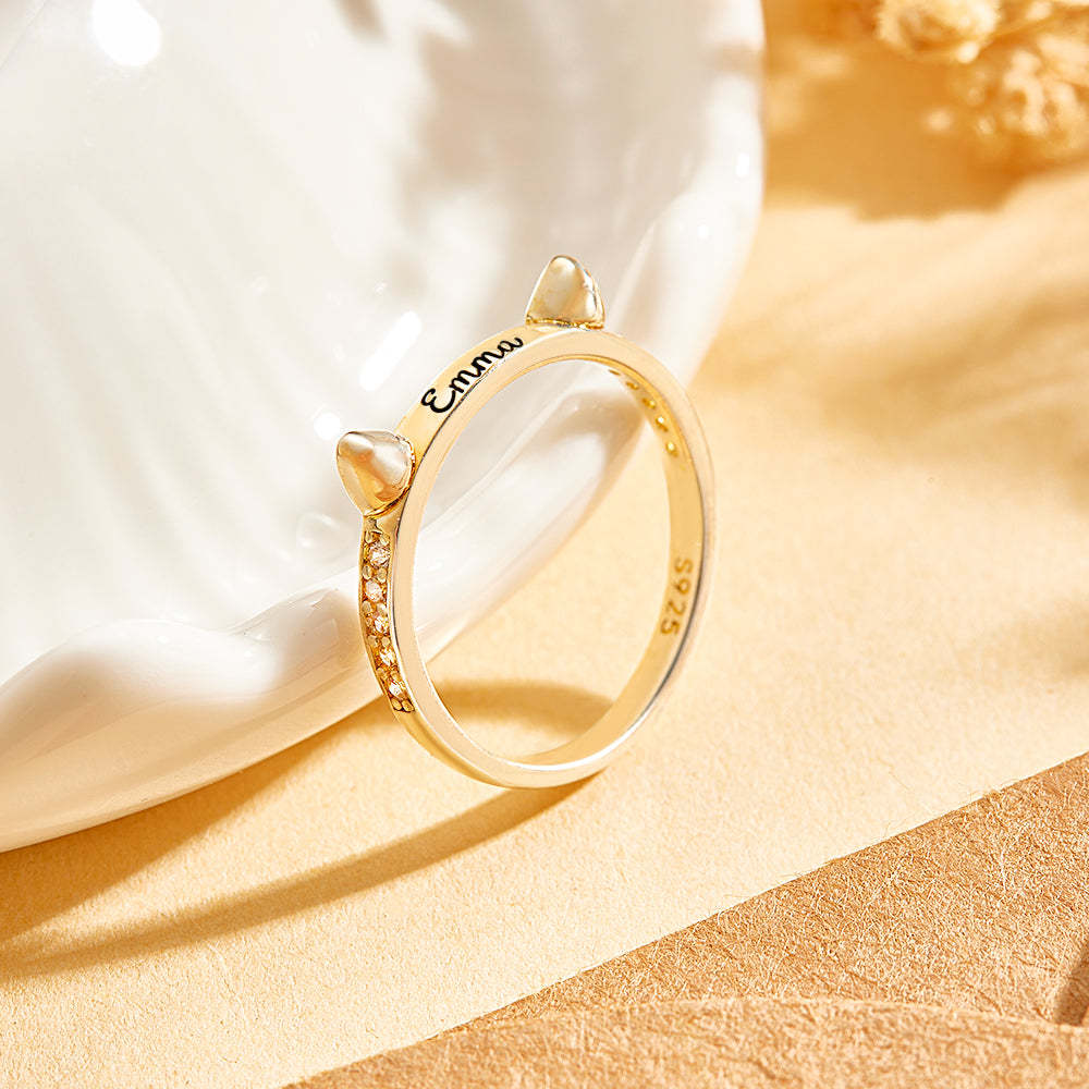 Personalized Cute Pet Ring with Engraved Name Birthday Gift for Cat Dog Pet Lover - soufeelus