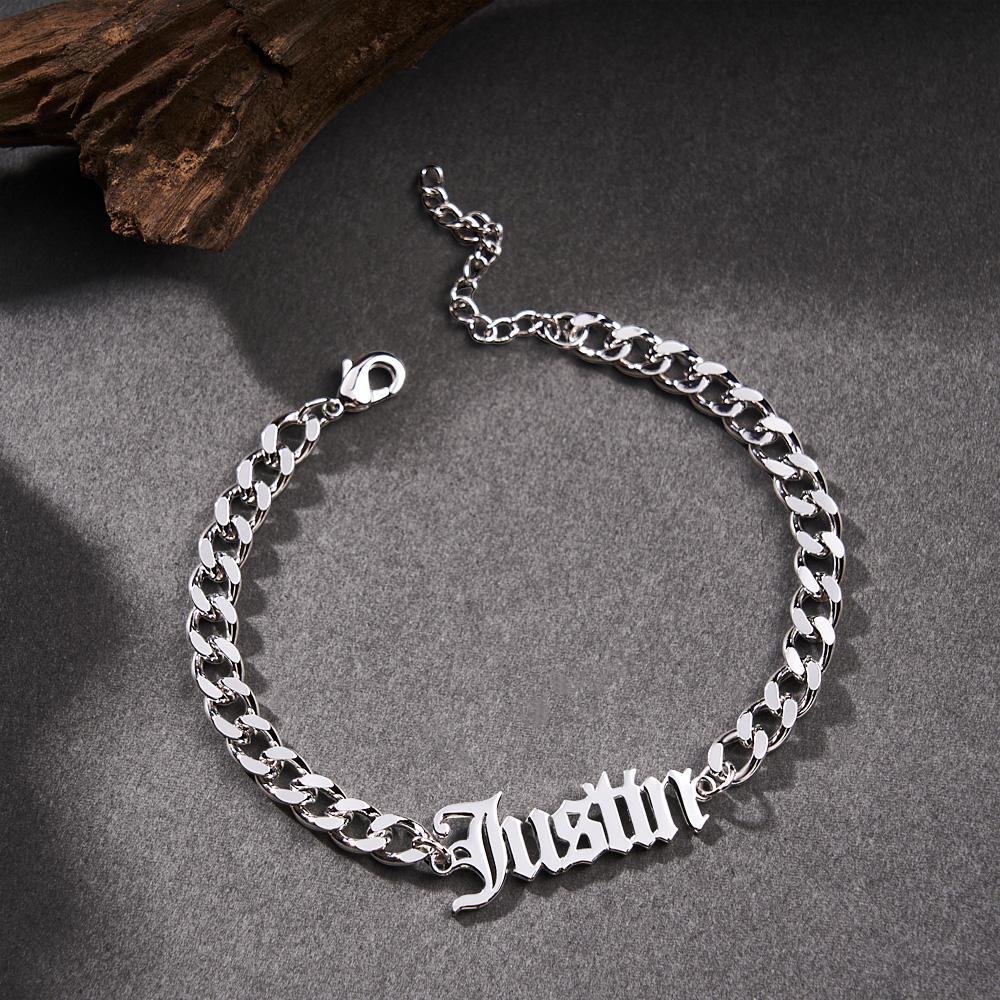 Custom Name Men's Stainless Steel Curb Chain Cuban Bracelet - soufeelus