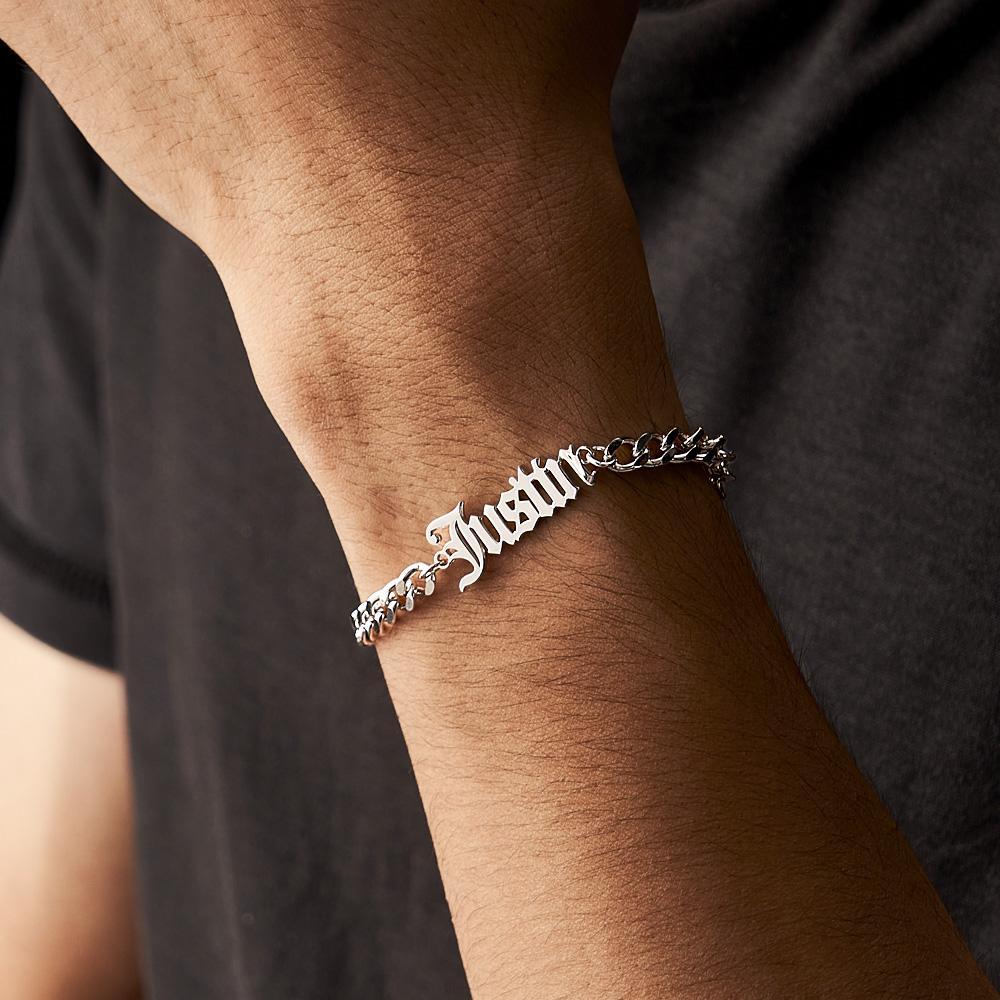 Custom Name Men's Stainless Steel Curb Chain Cuban Bracelet - soufeelus