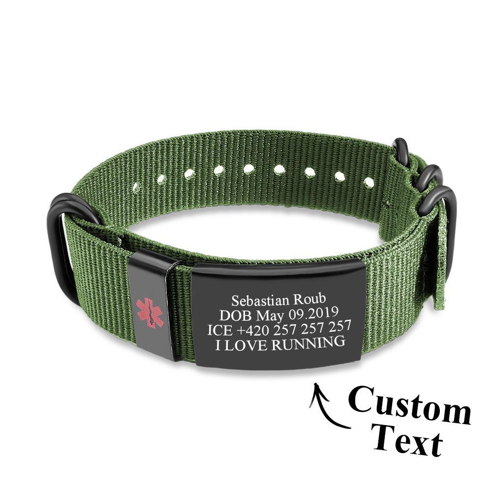 Personalized Medical Alert Bracelet Emergency Medical ID Nylon Wristband Bracelet For Men Women - soufeelus