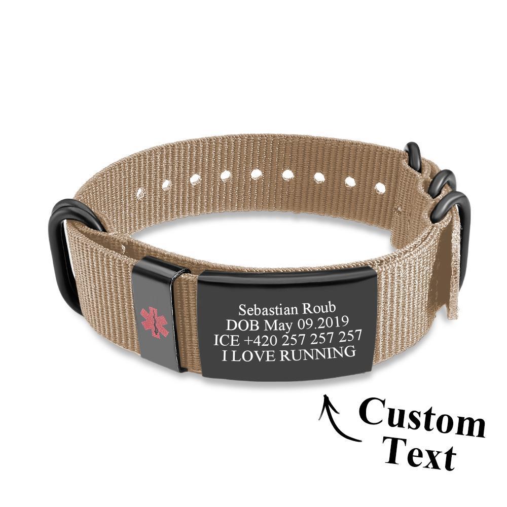 Personalized Medical Alert Bracelet Emergency Medical ID Nylon Wristband Bracelet For Men Women - soufeelus