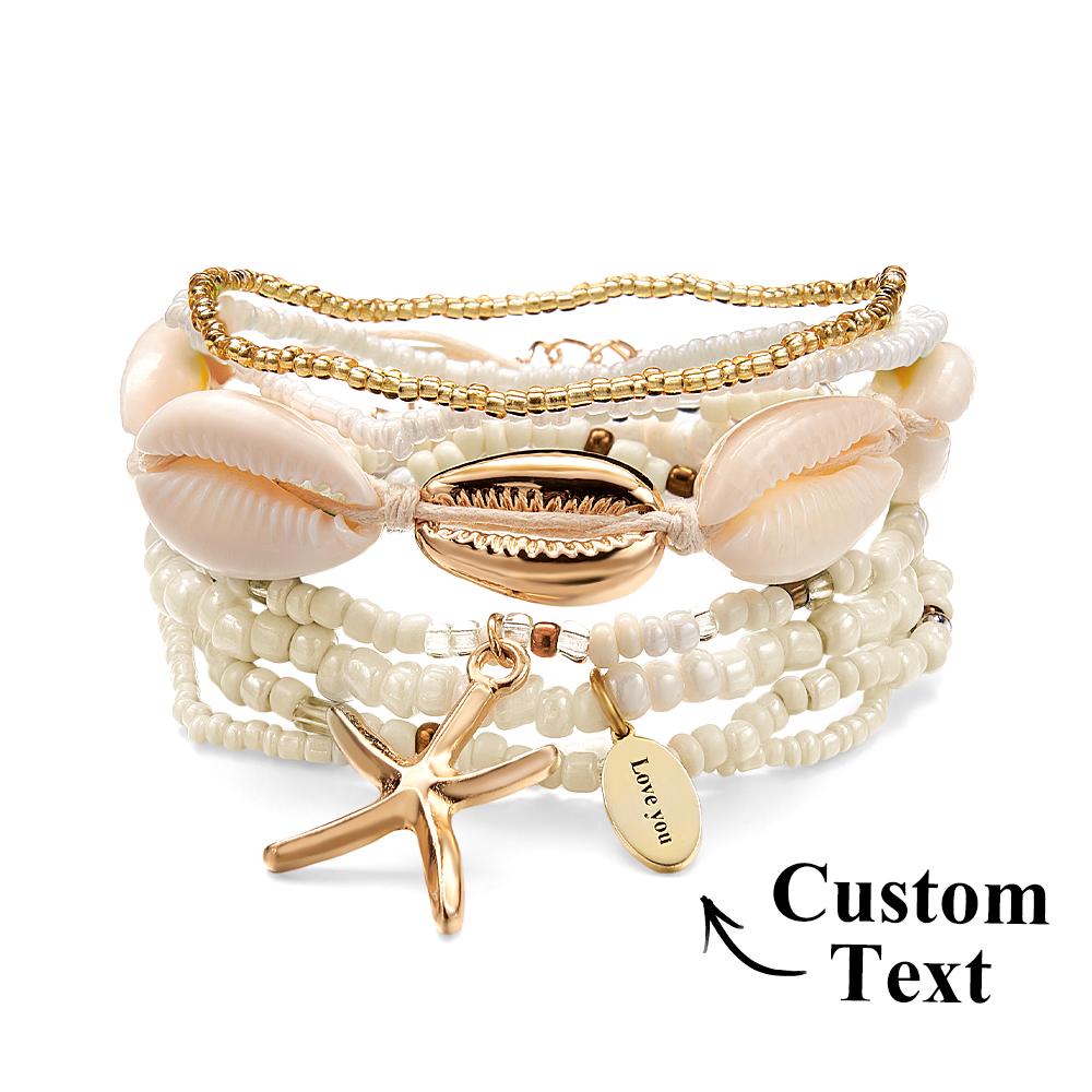 Custom Name Bracelet Beach Shell Boho Gift for Her - soufeelus