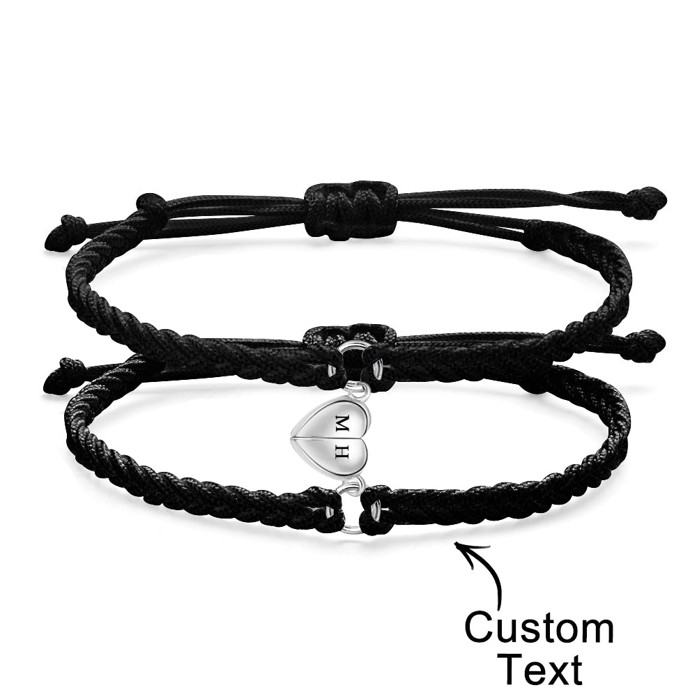 Custom Letter Bracelet Woven Heart Magnetic Couple Gift - soufeelus
