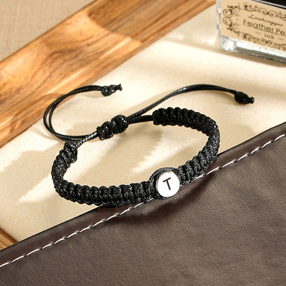 Personalized Initial Bracelets Engraving Braided Rope Wrist Bracelets Gift for Lover - soufeelus