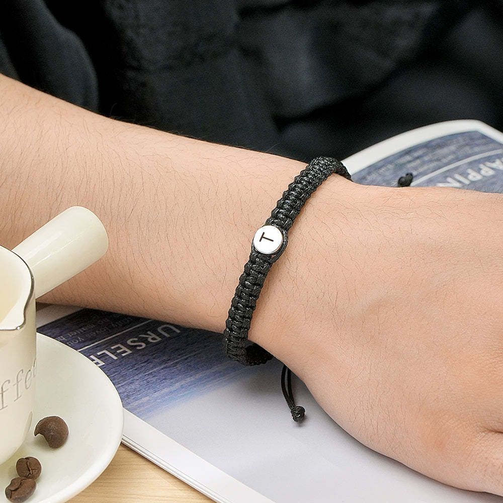 Personalized Initial Bracelets Engraving Braided Rope Wrist Bracelets Gift for Lover - soufeelus