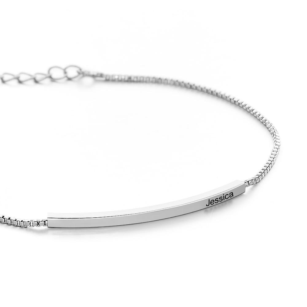 Personalized Bar Bracelet for Women in Message Curved Skinny Bar Personalised Bracelet Minimalist Gift for Her - soufeelus