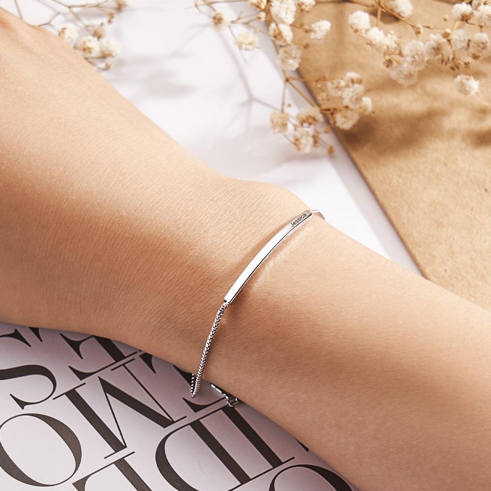 Personalized Bar Bracelet for Women in Message Curved Skinny Bar Personalised Bracelet Minimalist Gift for Her - soufeelus