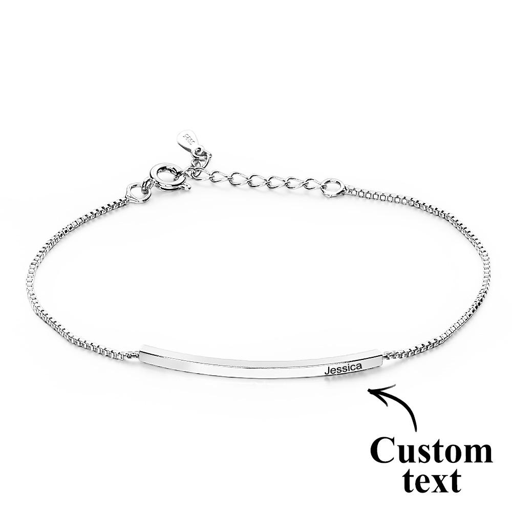 Personalized Bar Bracelet for Women in Message Curved Skinny Bar Personalised Bracelet Minimalist Gift for Her - soufeelus