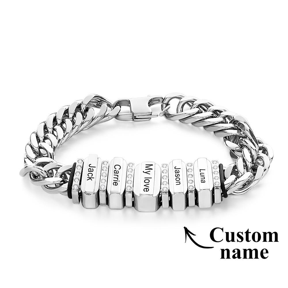 Snake Shaped Chains with Custom Diamond Family Beads Customized with Family Name Giving a Special Gift for Couple - soufeelus