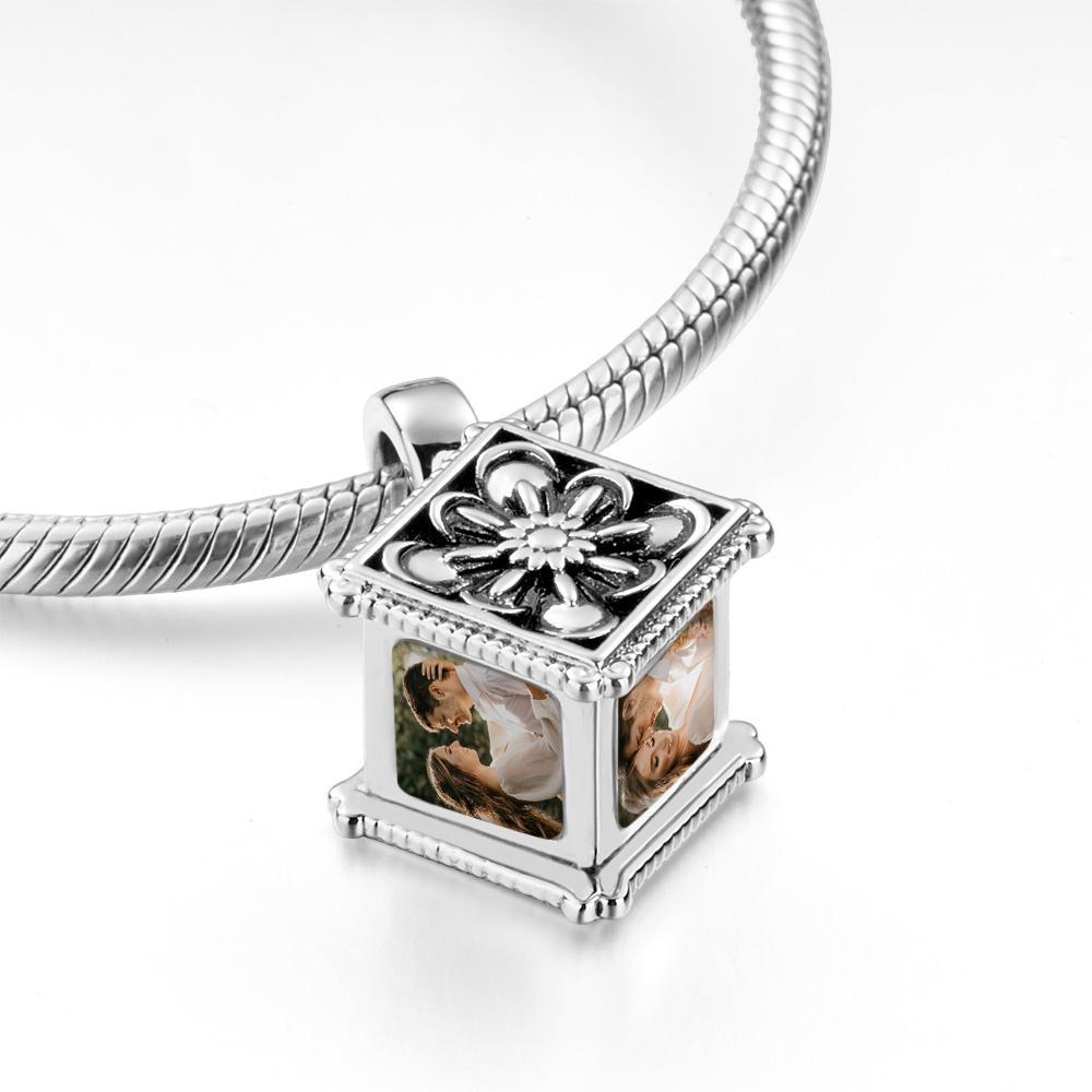 Photo Charm Bead That Hold 4 Picture Customized Four Sides Picture Bead Fit Snake Chain Bracelet Ideal Gifts Ever - soufeelus