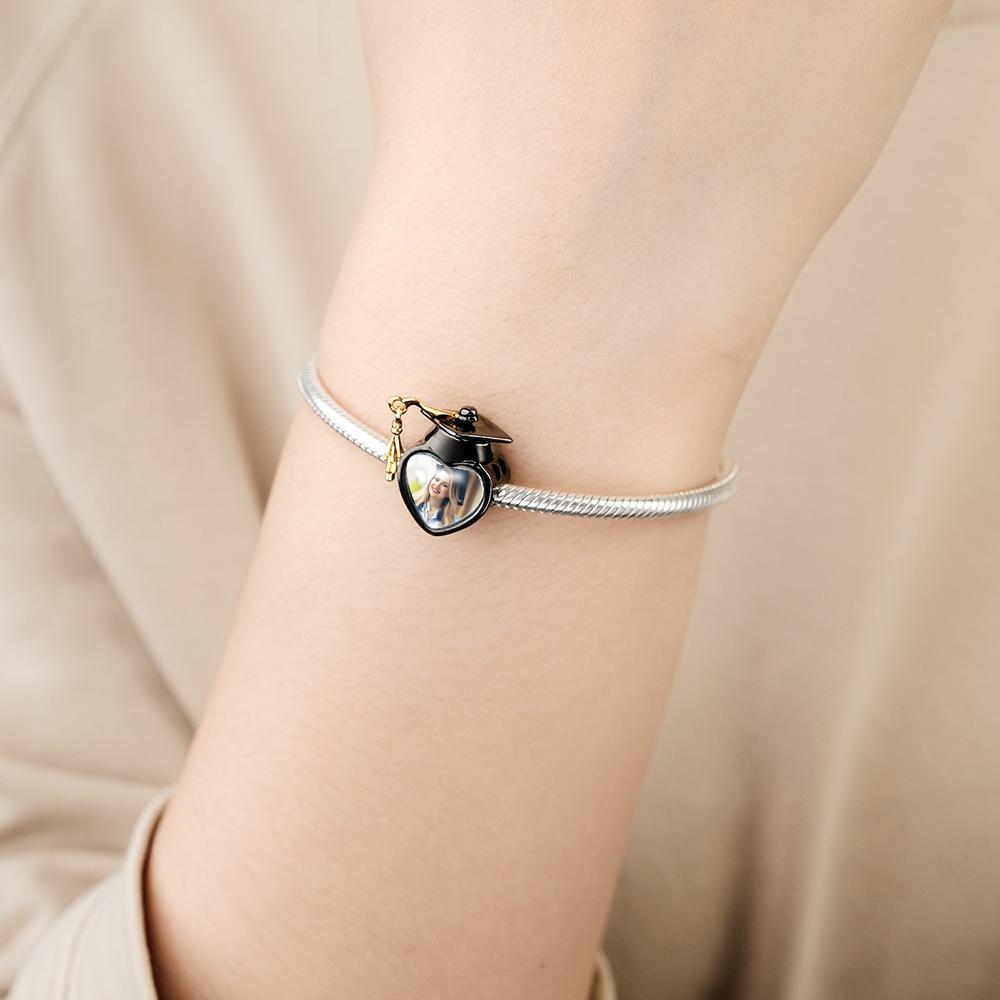 Academic Cap Photo Charm Bead Best Graduation Gift Fit All Major Brands of Bracelets Necklaces - soufeelus