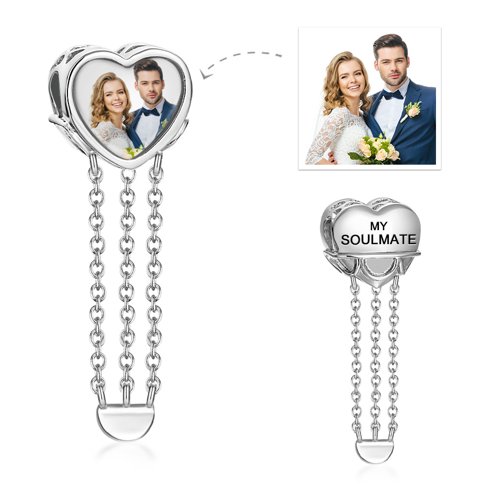 Never be Apart Heart Personalized Photo Charm Fit All Major Brands of Bracelets Necklaces - soufeelus