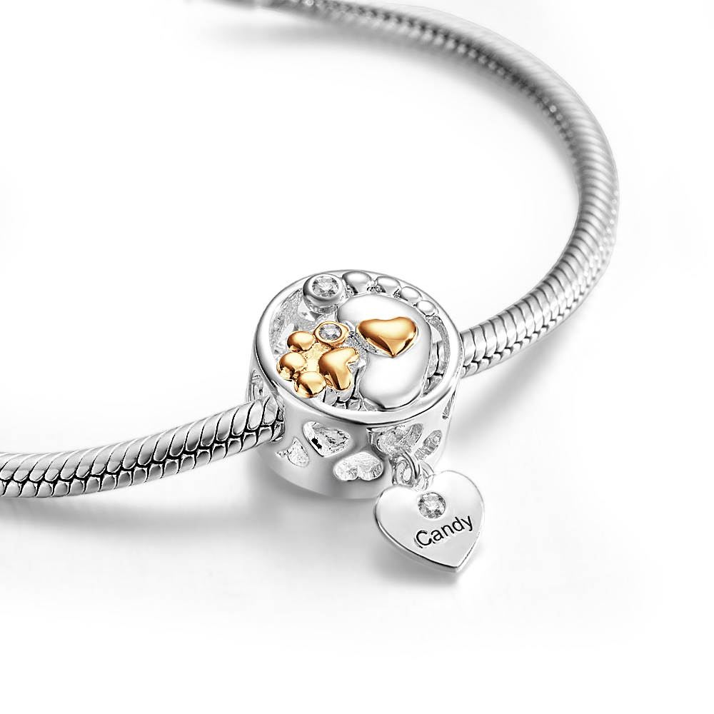 Footprint Pet Paw Love Engravable Photo Charm Meaningful Addition to Your Bracelet - soufeelus
