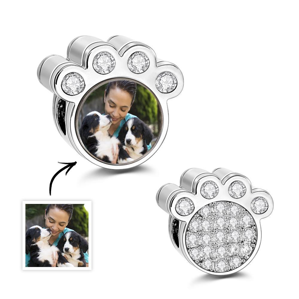 Personalized Paw Photo Charm of Bracelet Custom Picture Charm Cute Pet Photo Bead Fits Bracelet Necklace Anniversary Gift