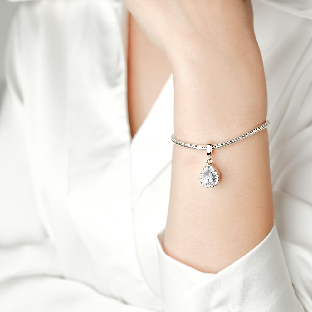 Sparkling Pear Cut Personalized Photo Pendant Fit All Major Brands of Bracelets Necklaces - soufeelus