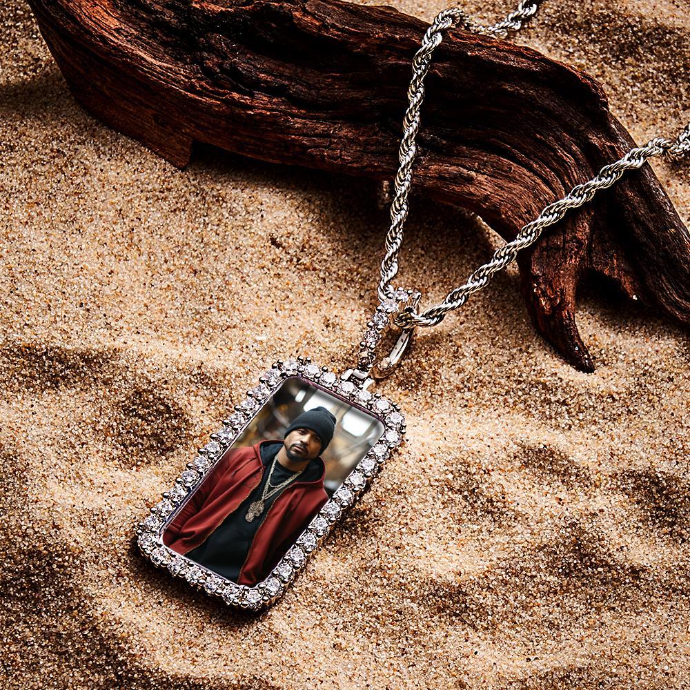 Personalized Photo Hip Hop Necklace Trendy Square Zircon Necklace For Him - soufeelus
