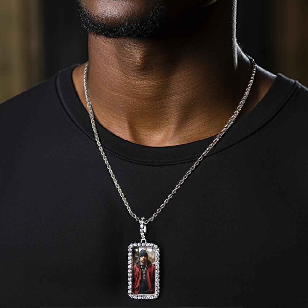 Personalized Photo Hip Hop Necklace Trendy Square Zircon Necklace For Him - soufeelus