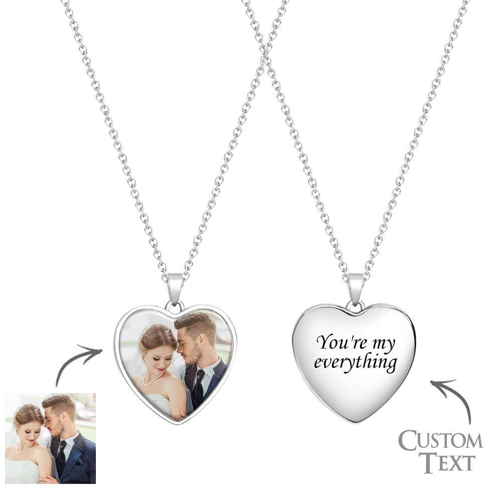 Custom Photo Engraved Necklace Heart Shape Commemorate Gifts for Men