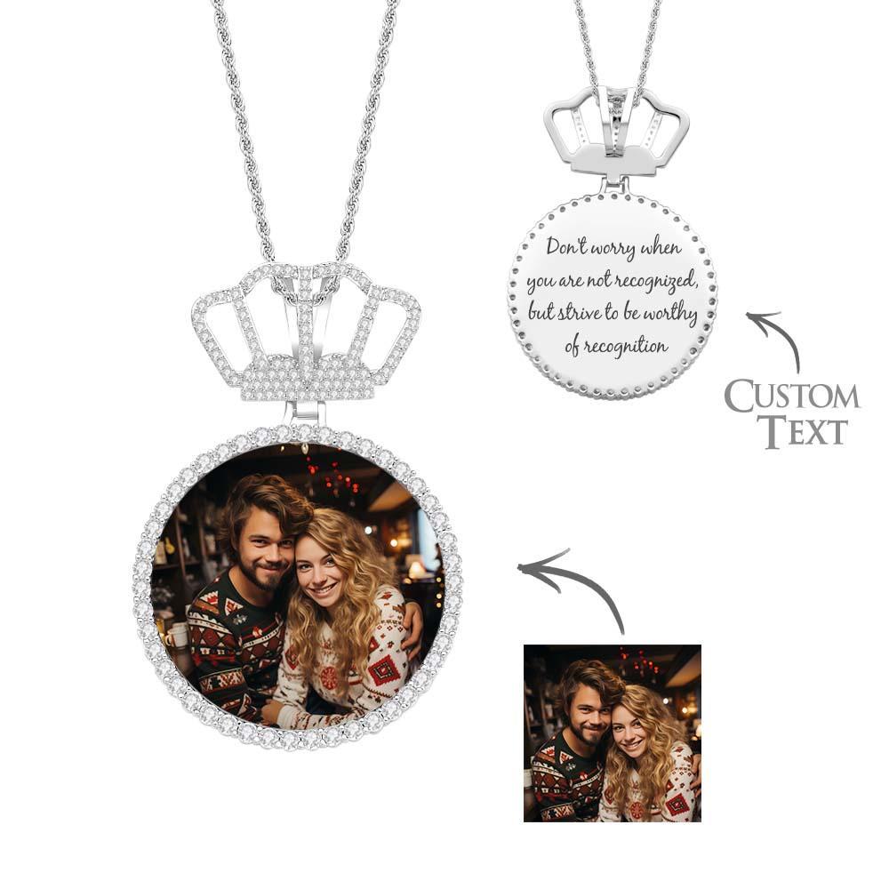 Hip Hop Photo Necklace With Crown King Pendant Jewelry Gifts For Men - soufeelus