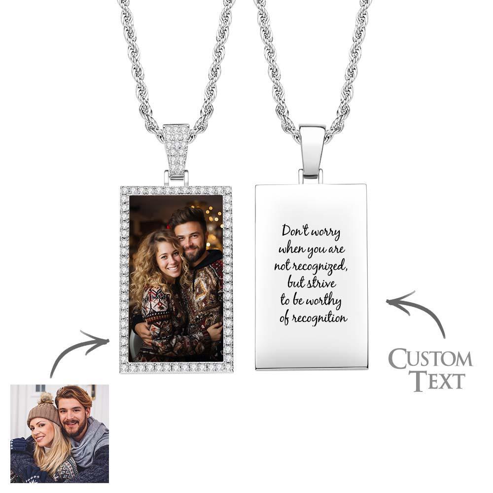 Hip Hop Photo Necklace Vintage Zircon Decor Memorial Pendant Jewelry Gifts For Men - soufeelus