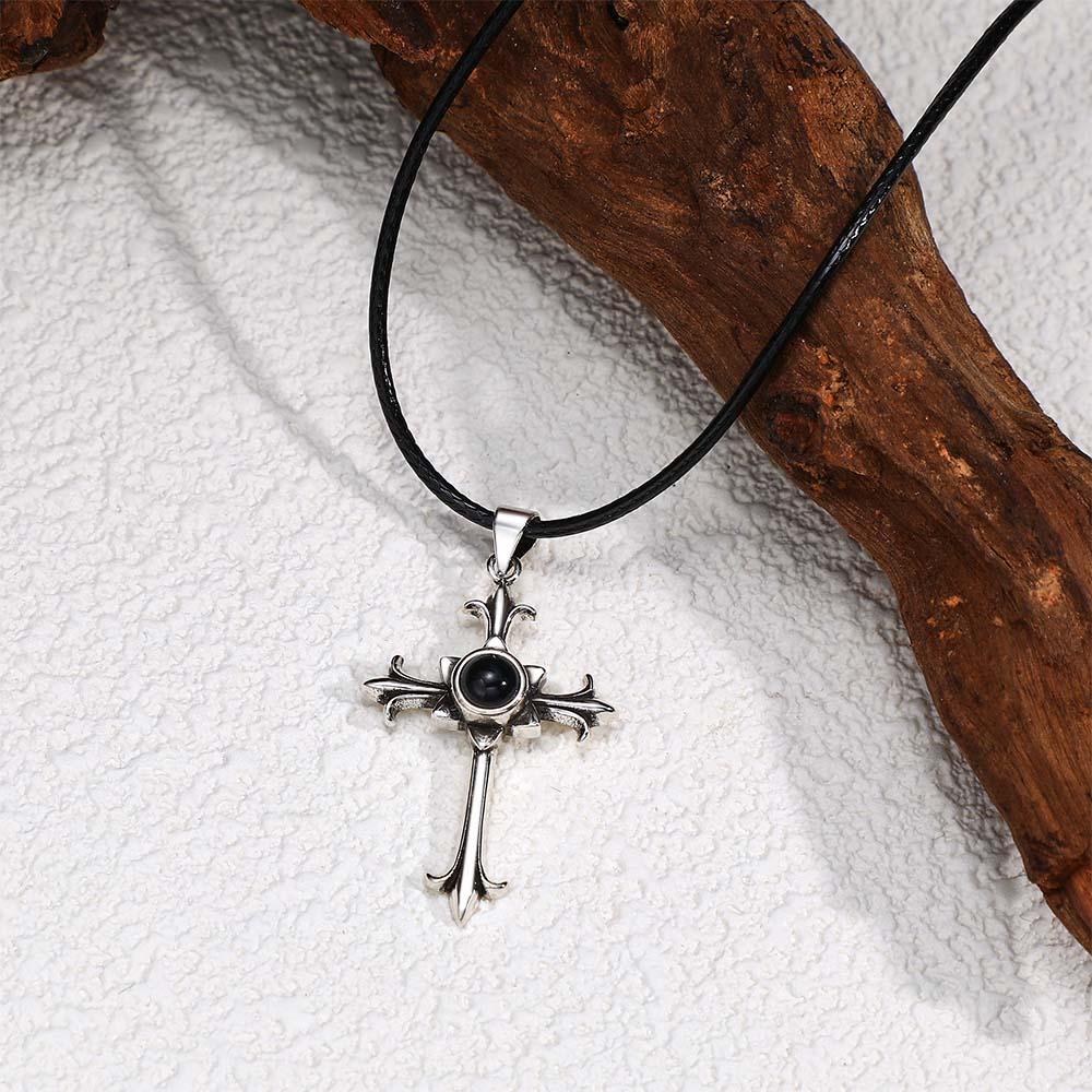 Custom Projection Necklace Vintage Cross Gift for Men detail