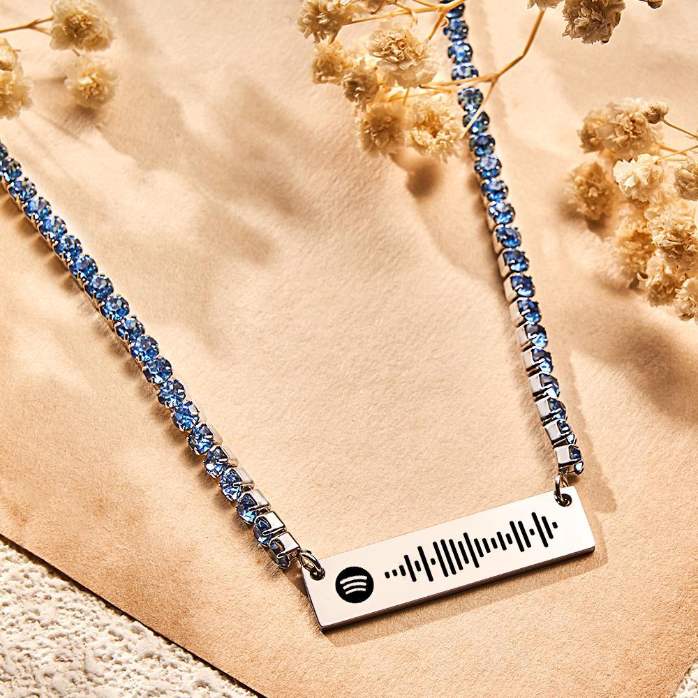 Scannable Spotify Code Bar Necklace Tennis Chain Fashion Gift - soufeelus
