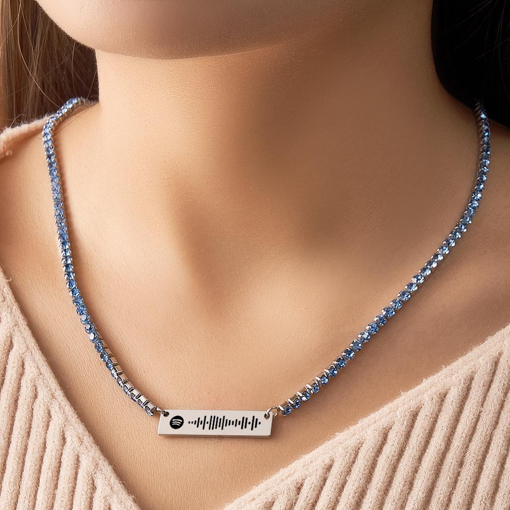 Scannable Spotify Code Bar Necklace Tennis Chain Fashion Gift - soufeelus