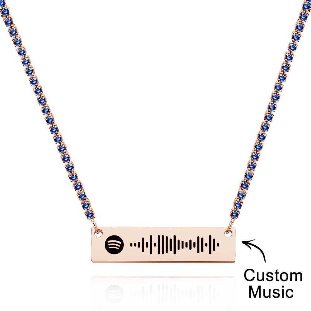 Scannable Spotify Code Bar Necklace Tennis Chain Fashion Gift - soufeelus