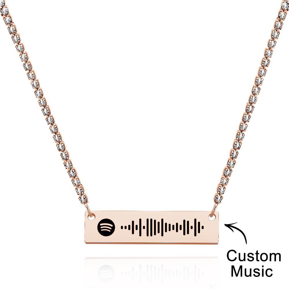 Scannable Spotify Code Bar Necklace Tennis Chain Fashion Gift - soufeelus