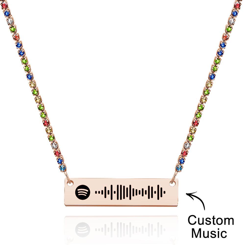 Scannable Spotify Code Bar Necklace Tennis Chain Fashion Gift - soufeelus