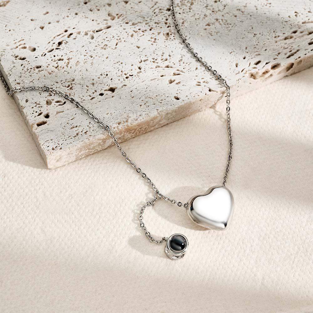 Custom Projection Necklace Heart Pendant Fashion Gift for Her - soufeelus
