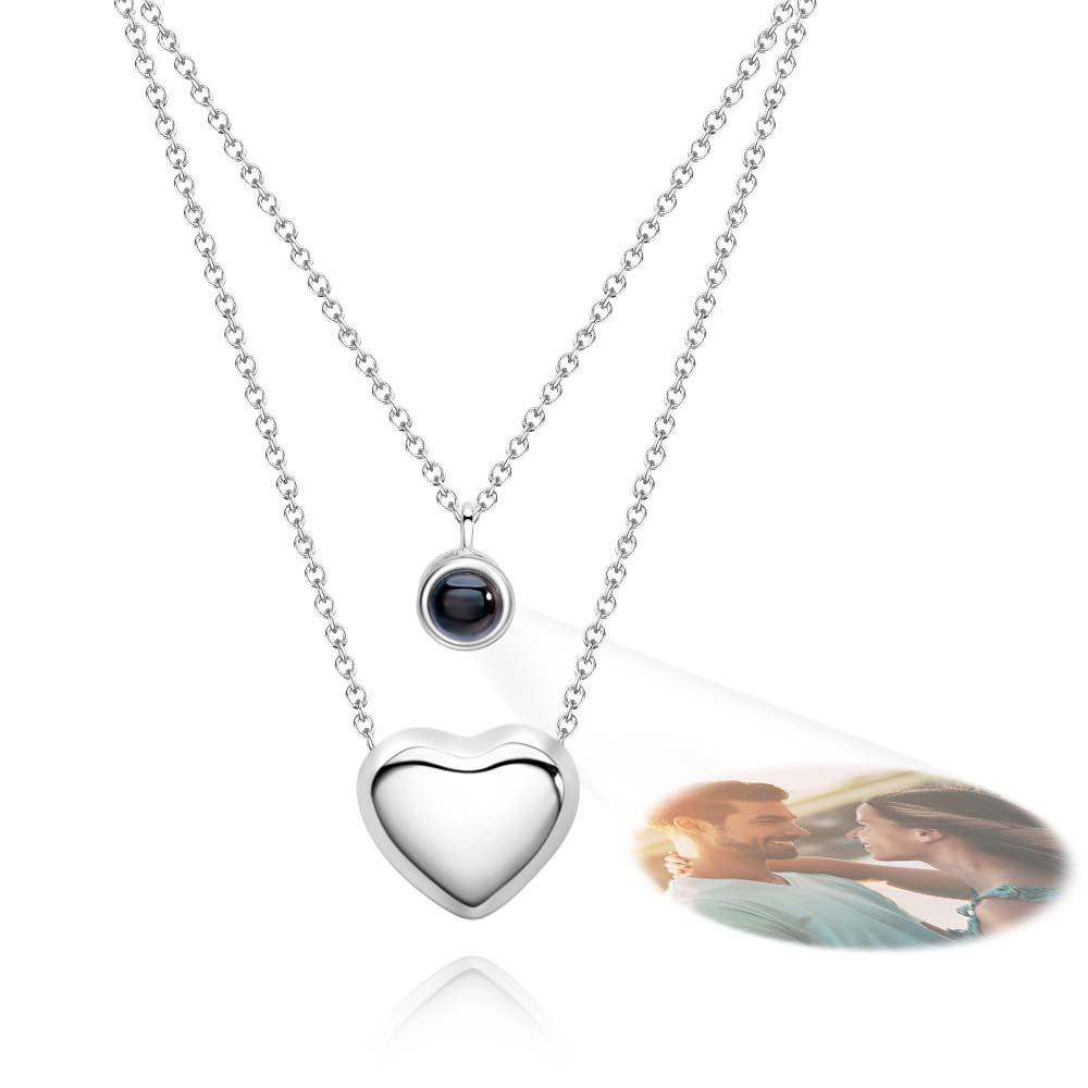 Custom Projection Necklace Double Layer Heart Couple Gift - soufeelus