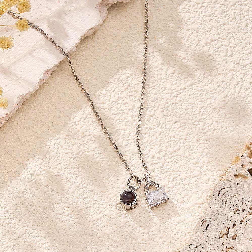Custom Projection Necklace Crystal Lock Romantic Gift - soufeelus
