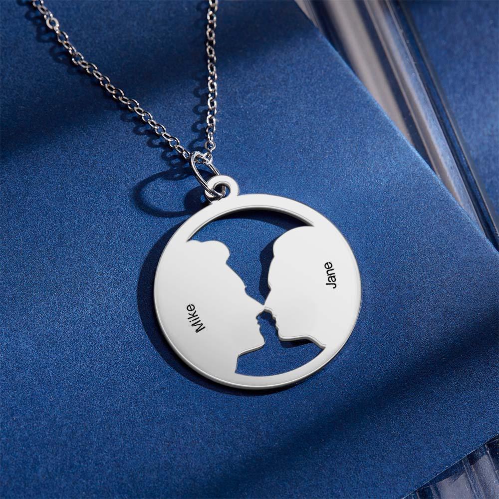 Custom Photo Silhouette Necklace for Couple with Custom Names - soufeelus