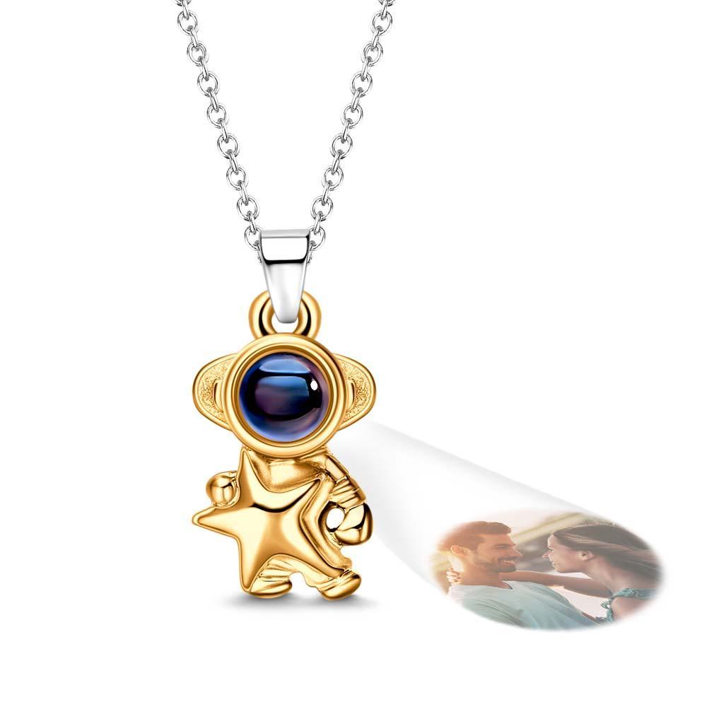 Custom Projection Couple Necklace Astronaut Creative Gift - soufeelus